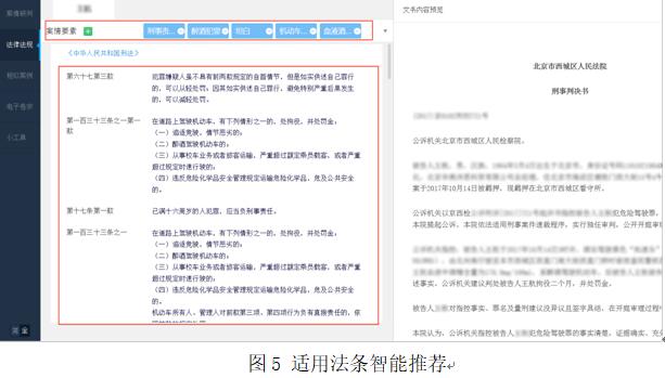 所有案件均实现适用法条智能推荐功能（见图5）