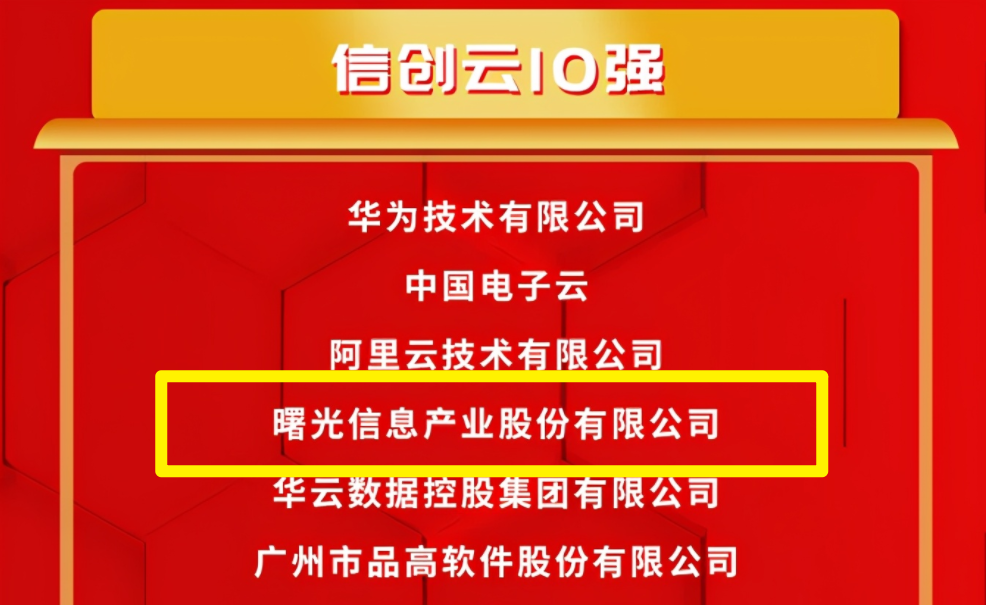 中科曙光位列信创云10强